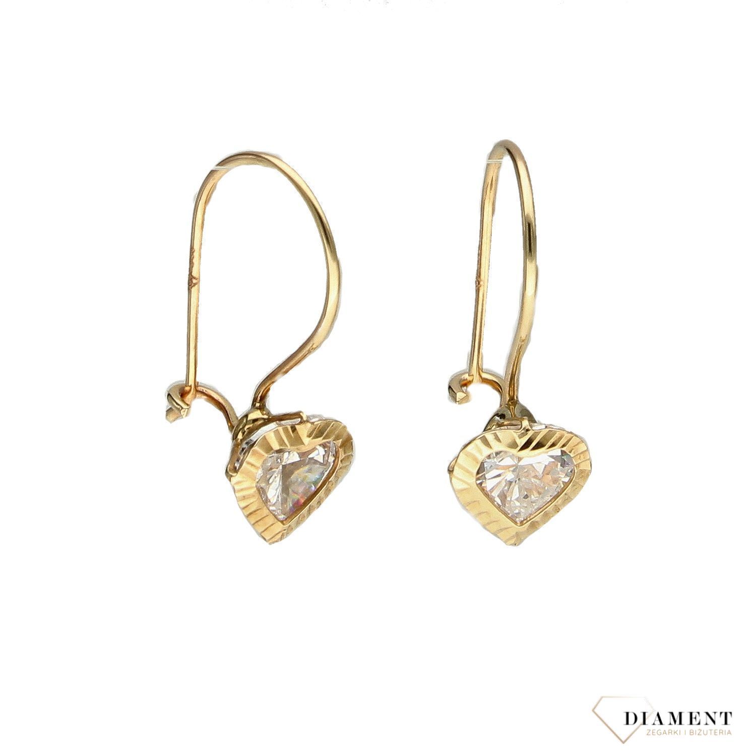 Złote kolczyki 333 'serca z cyrkonią '.jpg